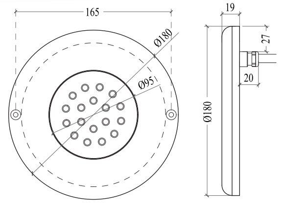 Ss180l Pool Light Size